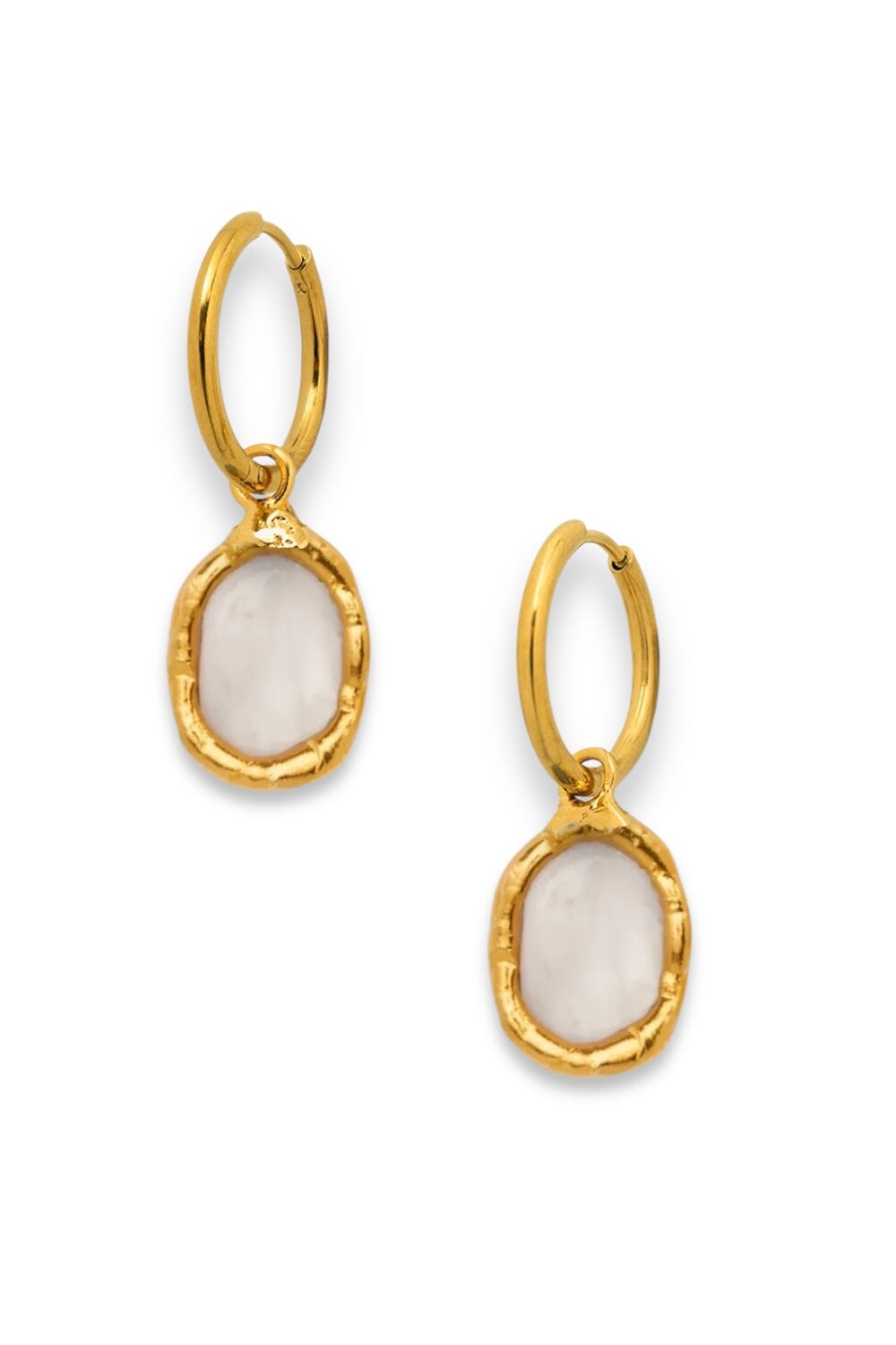 Gemstone Charm Hoops in Gold