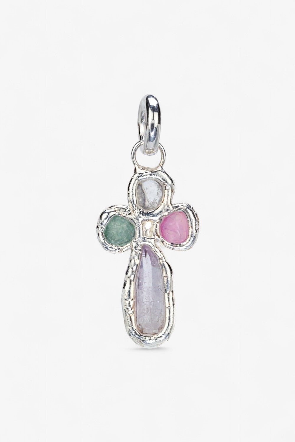 Niña Rainbow Cross Charm in Silver