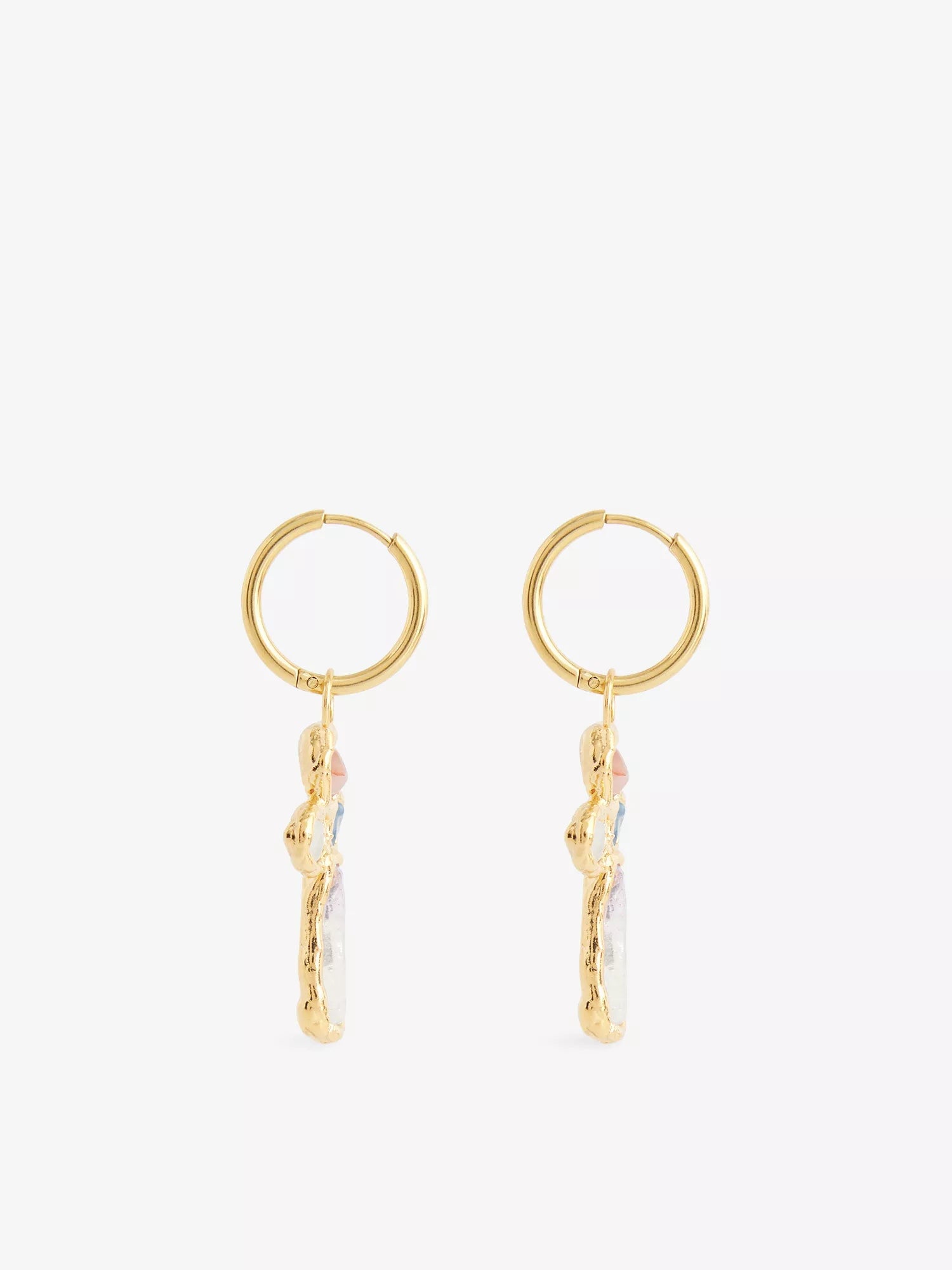 Gemstone Cross Hoops in Gold