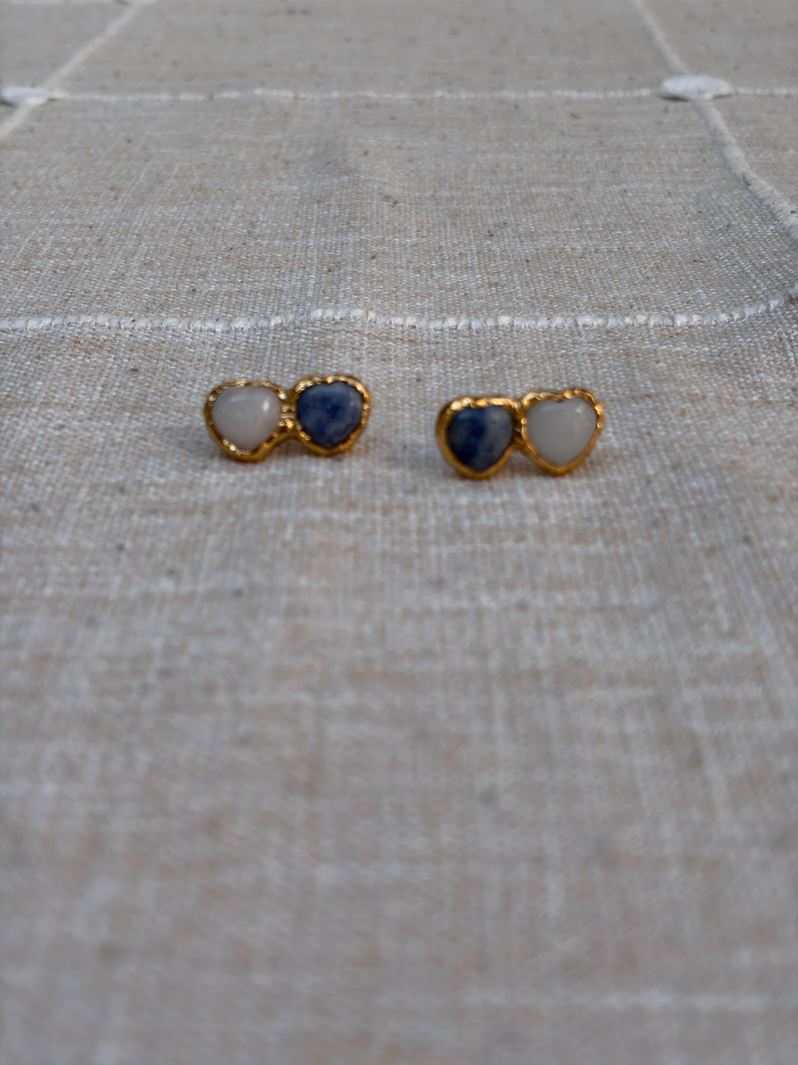 Gemstone Heart Stud Earrings