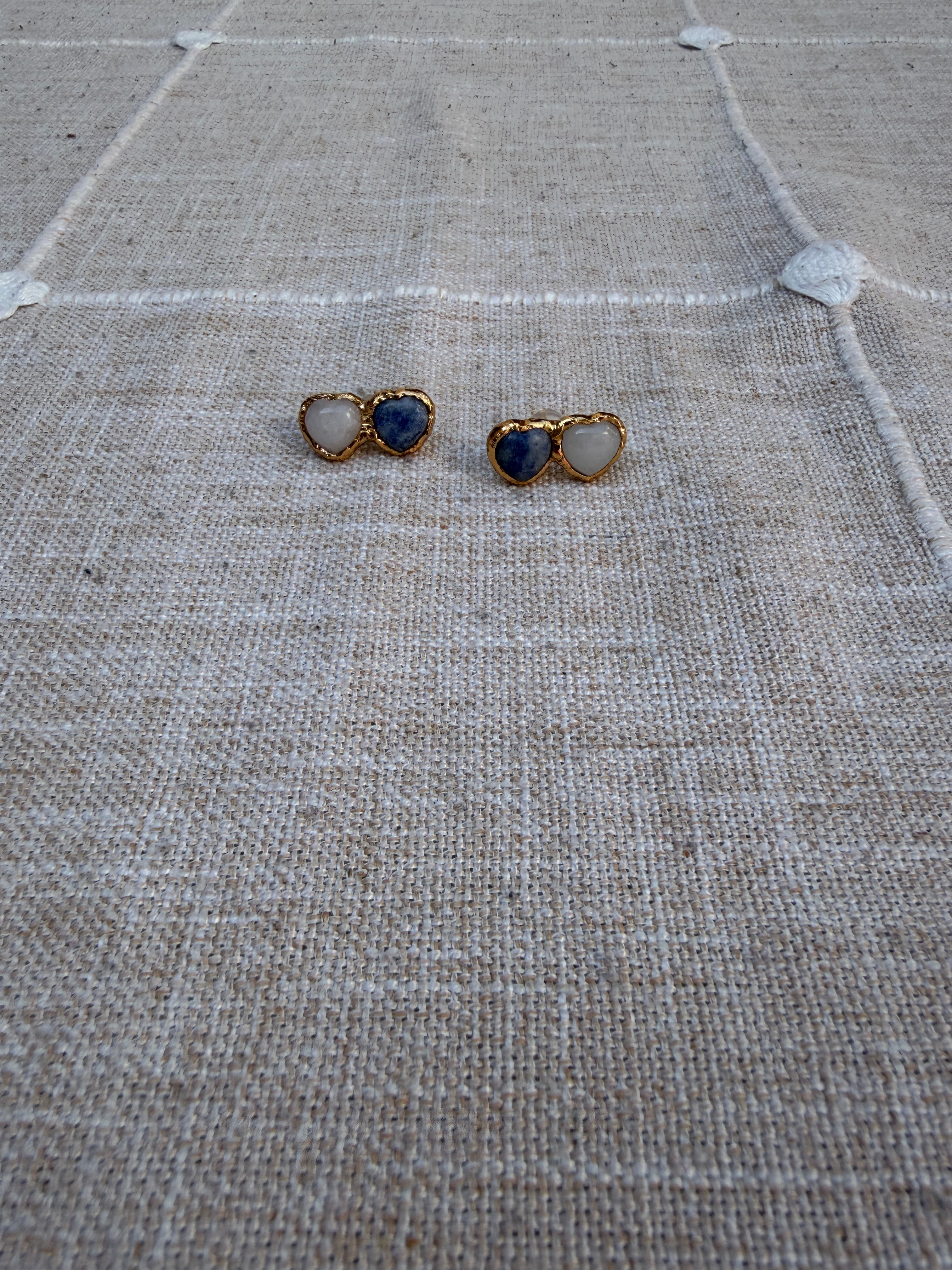 Gemstone Heart Stud Earrings