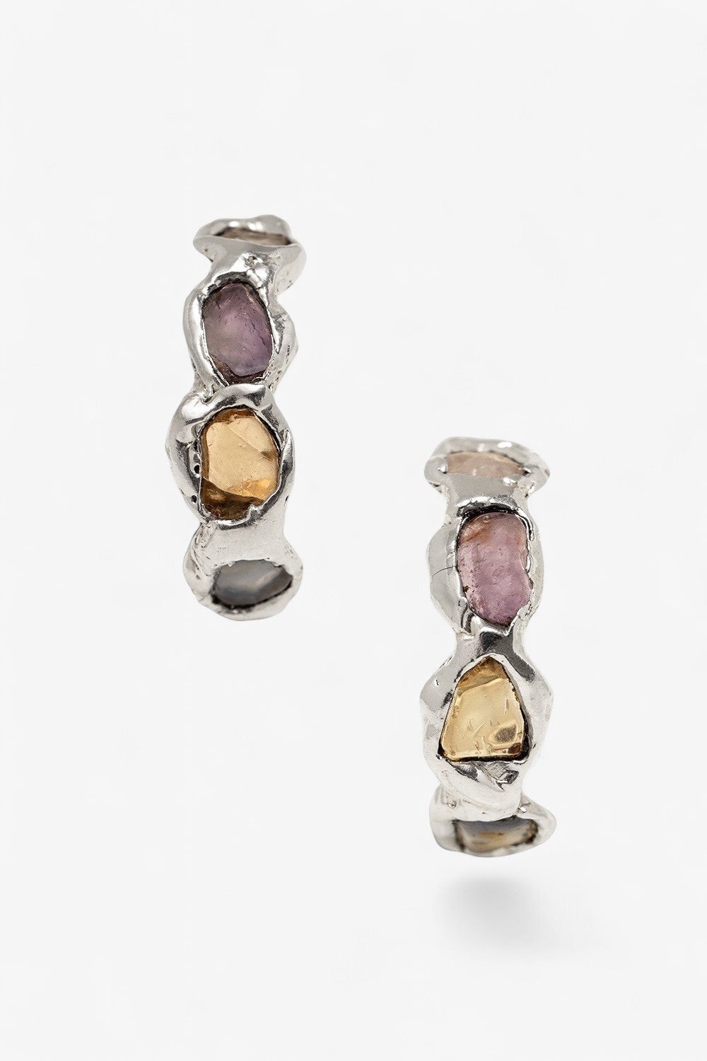 Gemstone Hoops in Silver