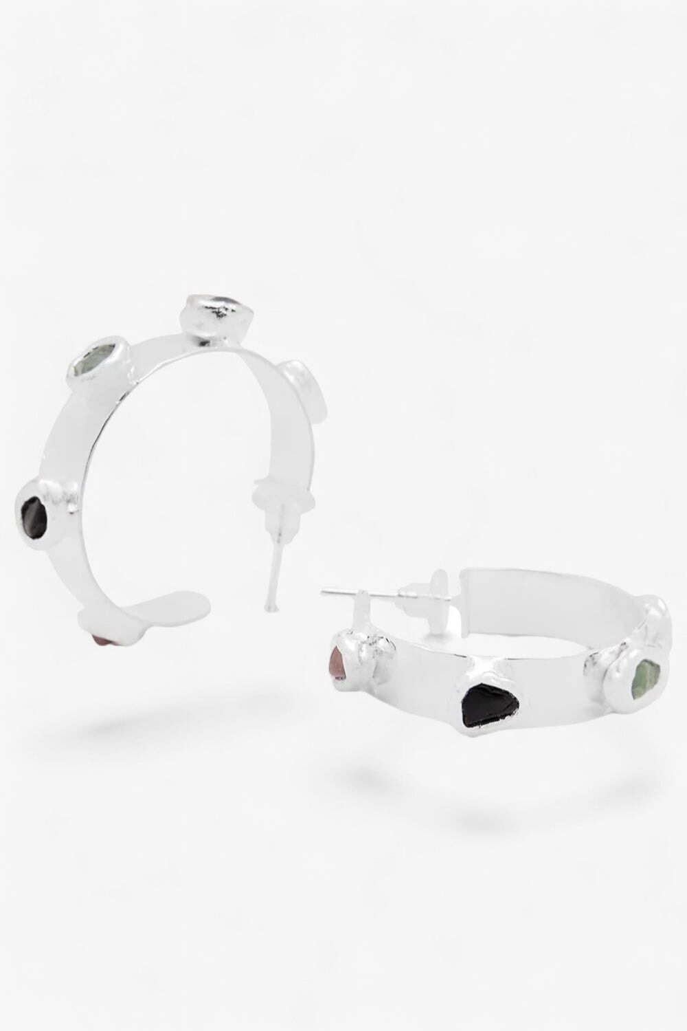 Gemstone Hoops in Silver