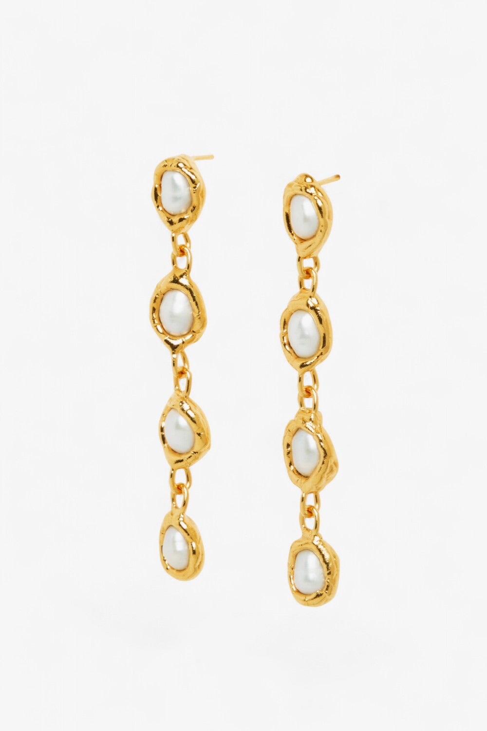 Gold Pearl Drop Earrings