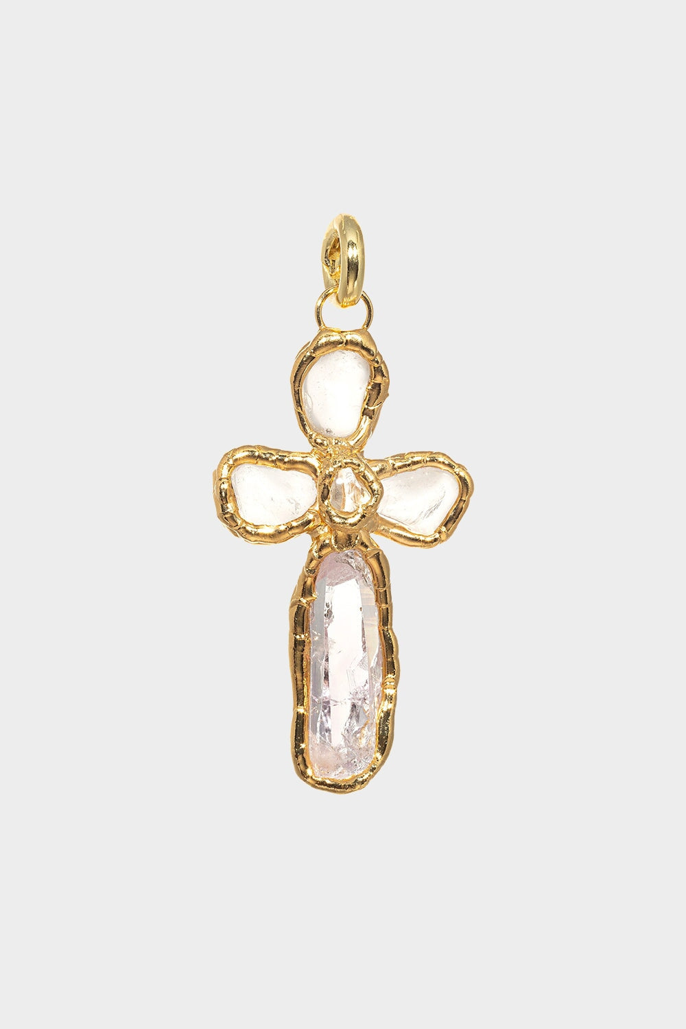 Grande Quartz Cross Charm in Gold