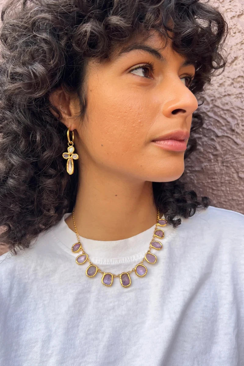Large Gemstone Necklace in Gold