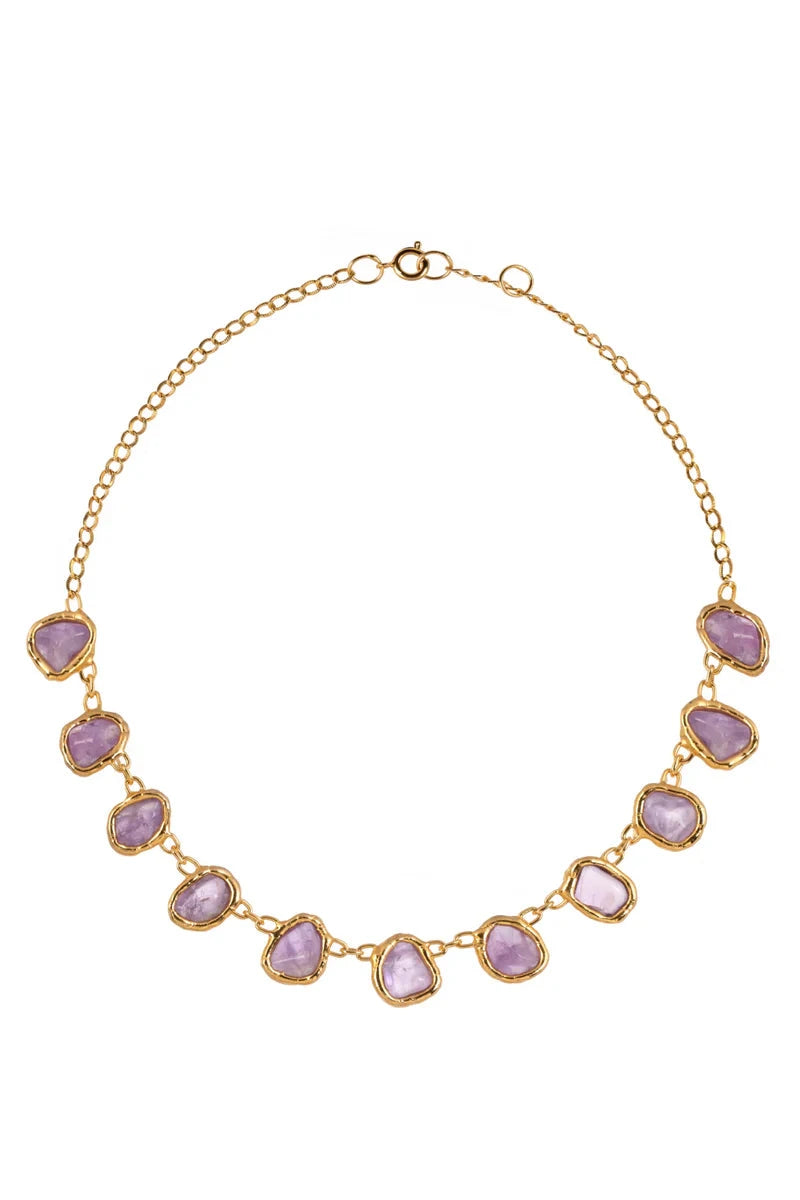 Large Gemstone Necklace in Gold