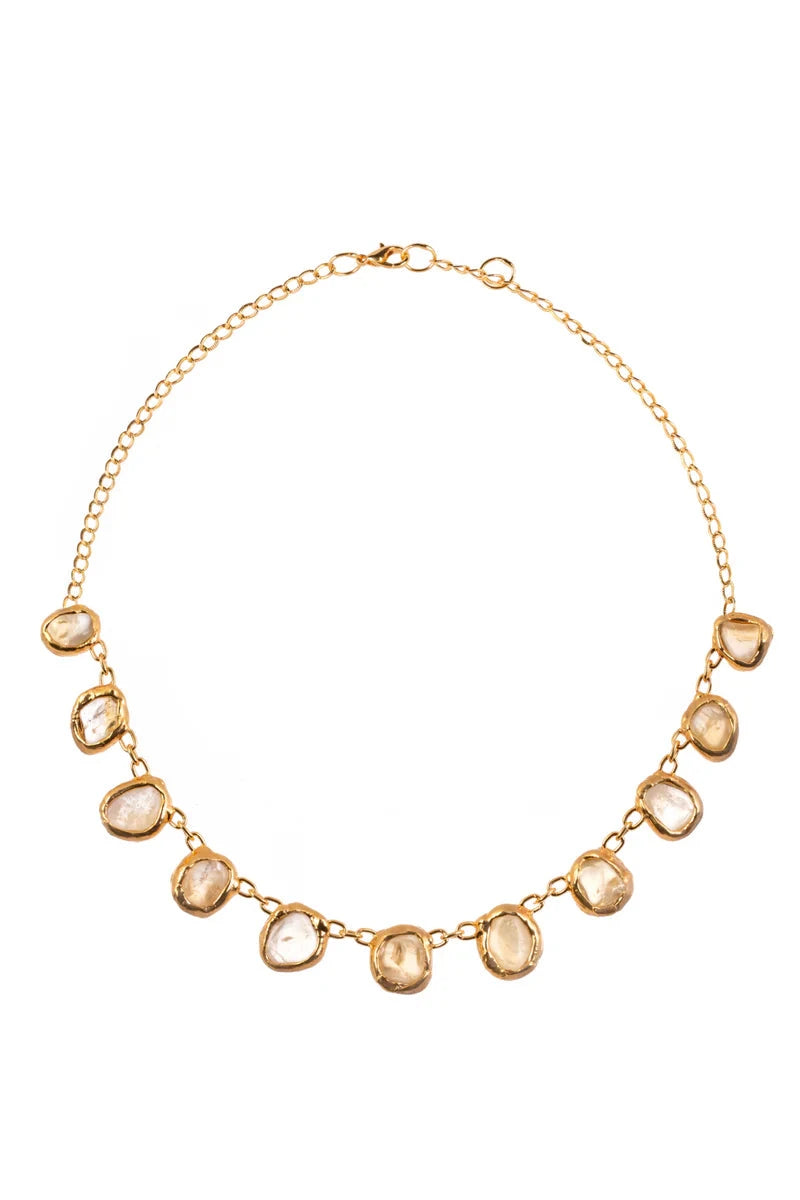 Large Gemstone Necklace in Gold