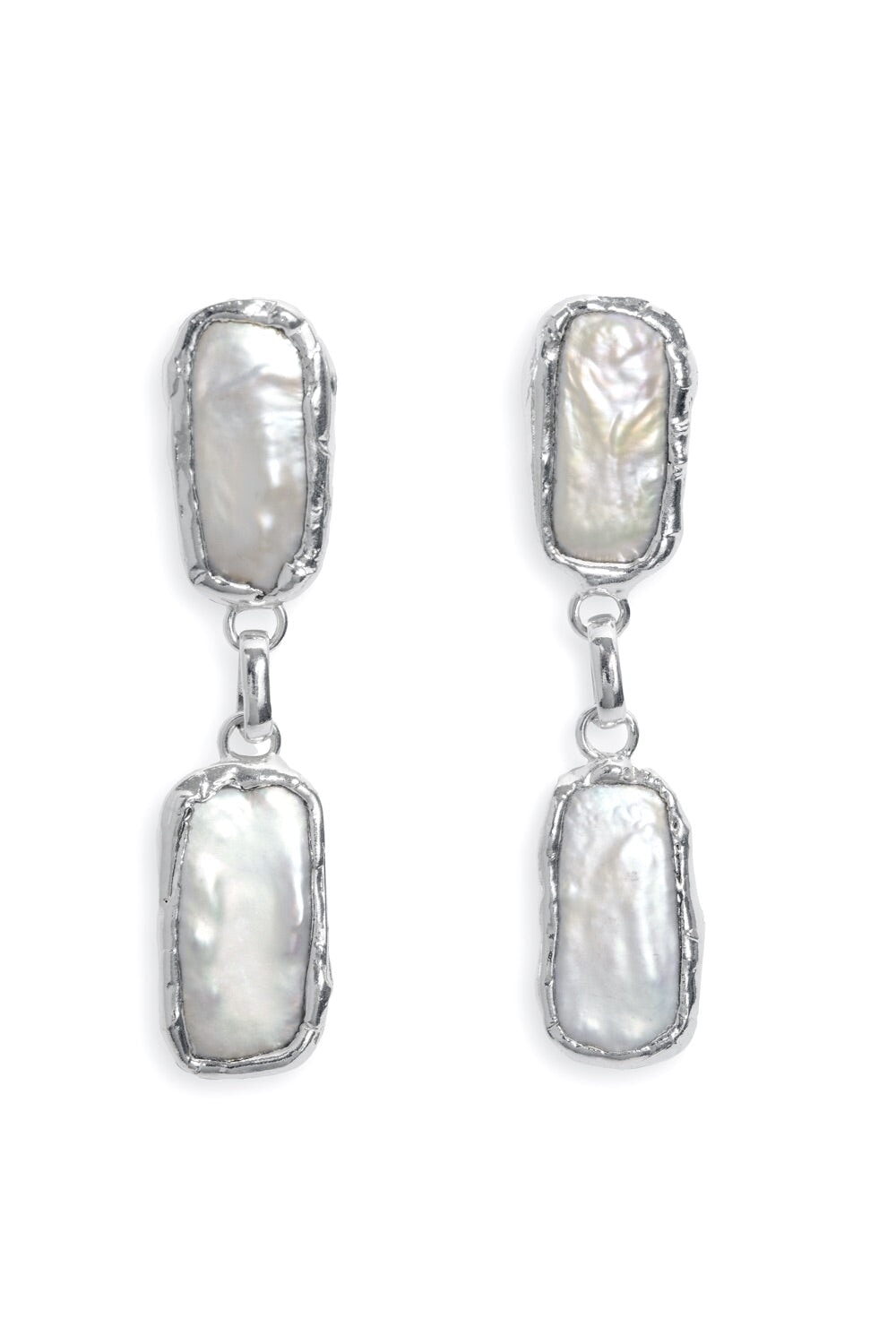Mermaid Pearl Earrings in Silver