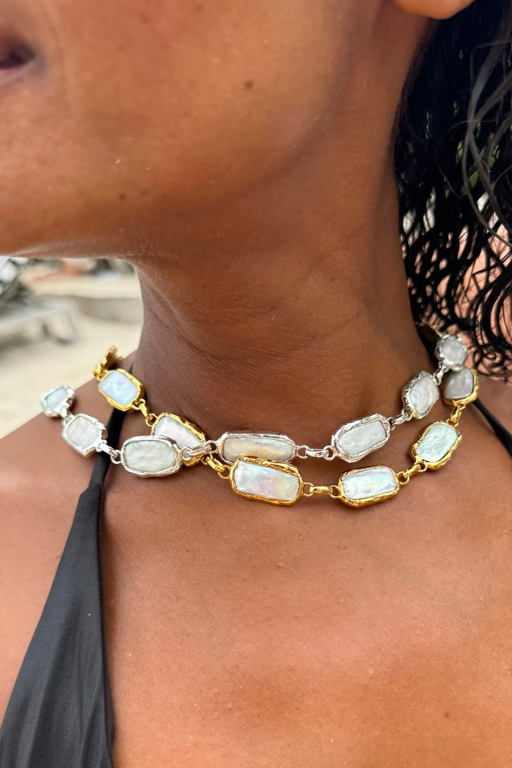Mermaid Pearl Necklace in Gold