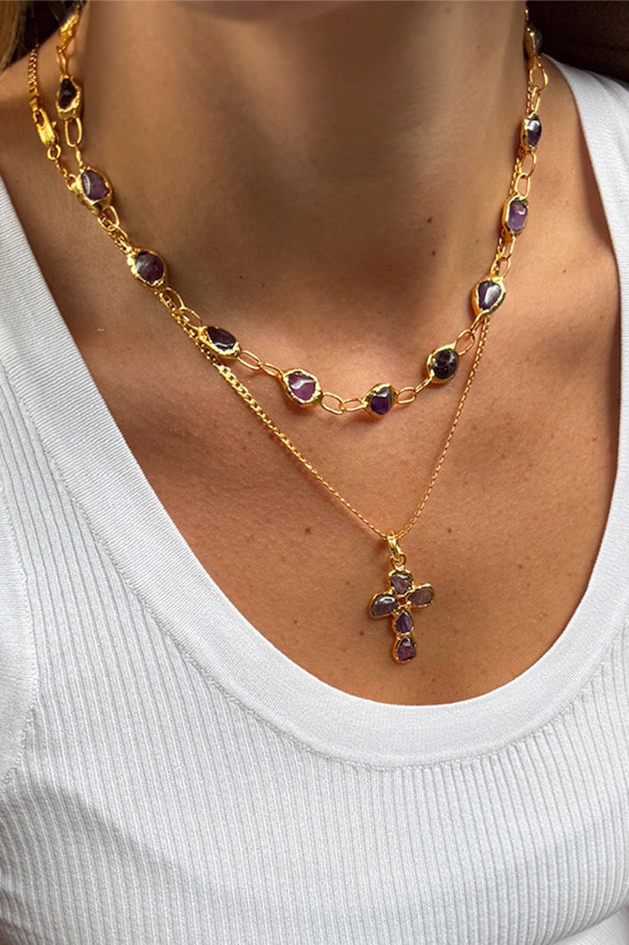 Molten Amethyst Necklace in Gold