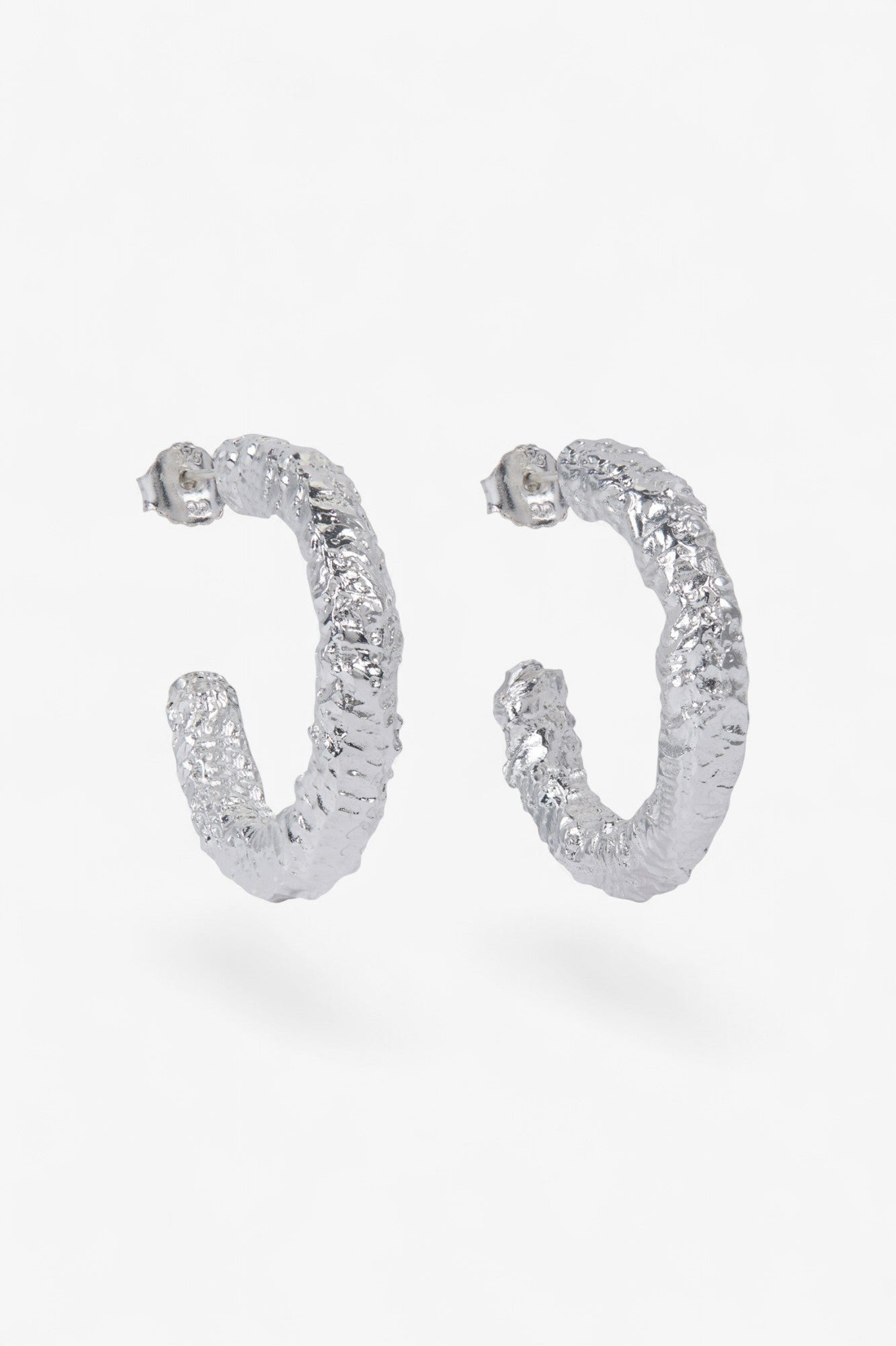 Molten Hoops in Silver