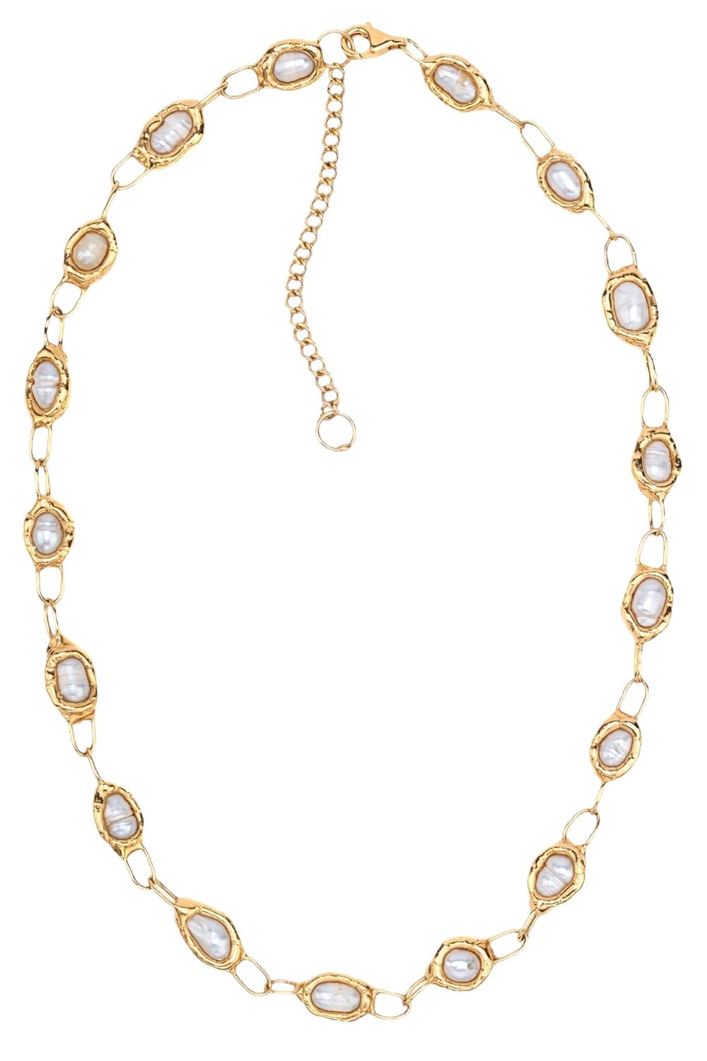 Pearl Chain Necklace in Gold