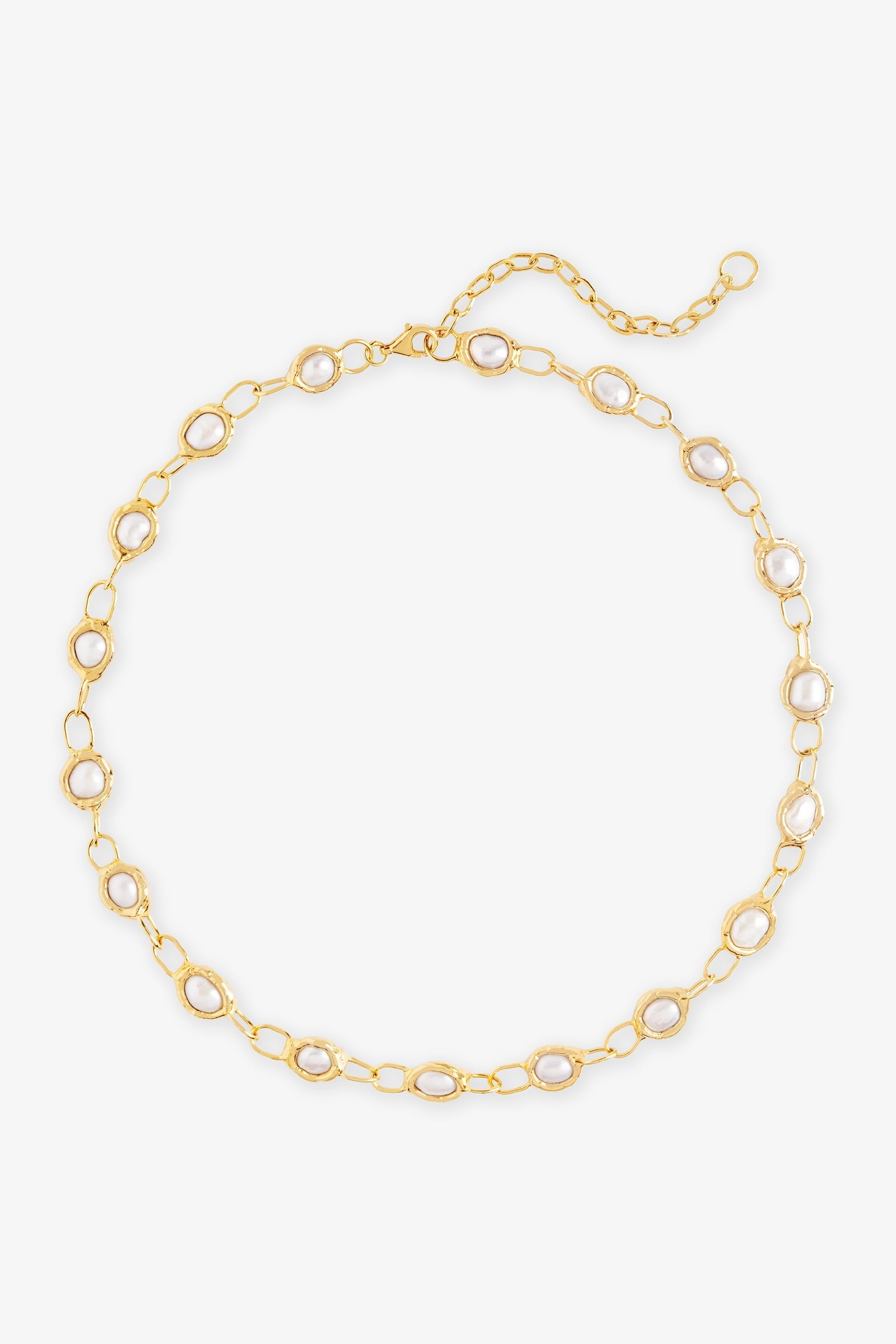 Pearl Chain Necklace in Gold