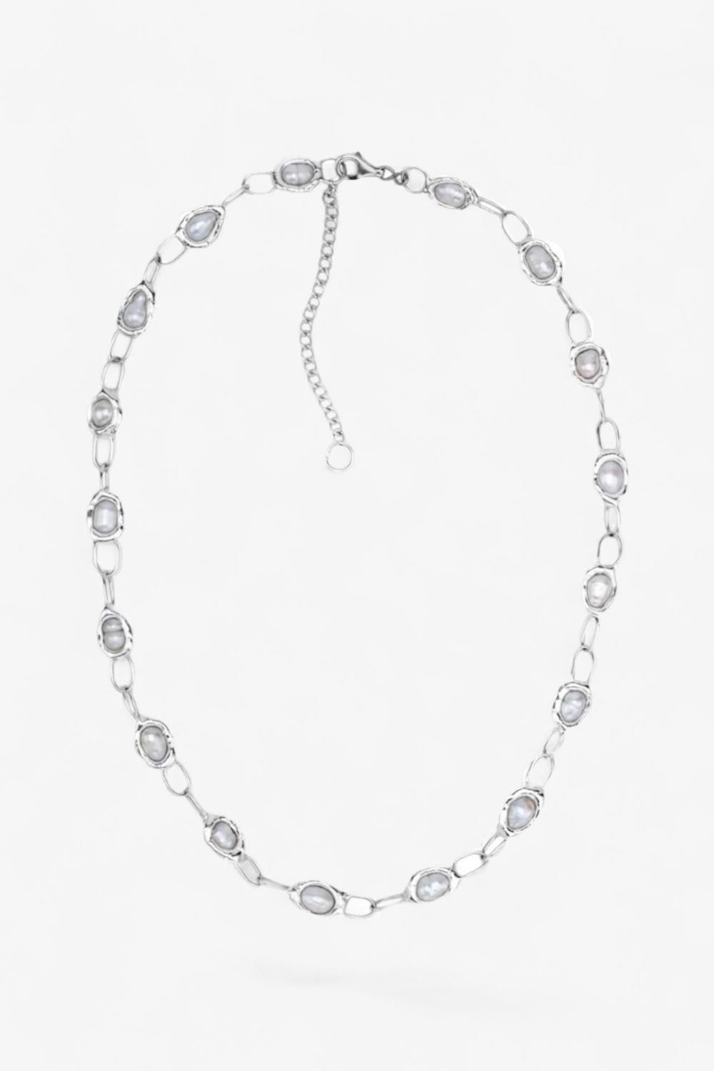 Pearl Chain Necklace in Silver