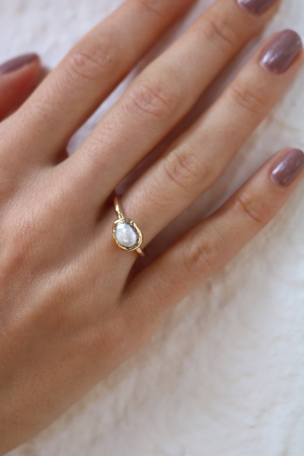 Pearl Ring in Gold – Tea & Tequila