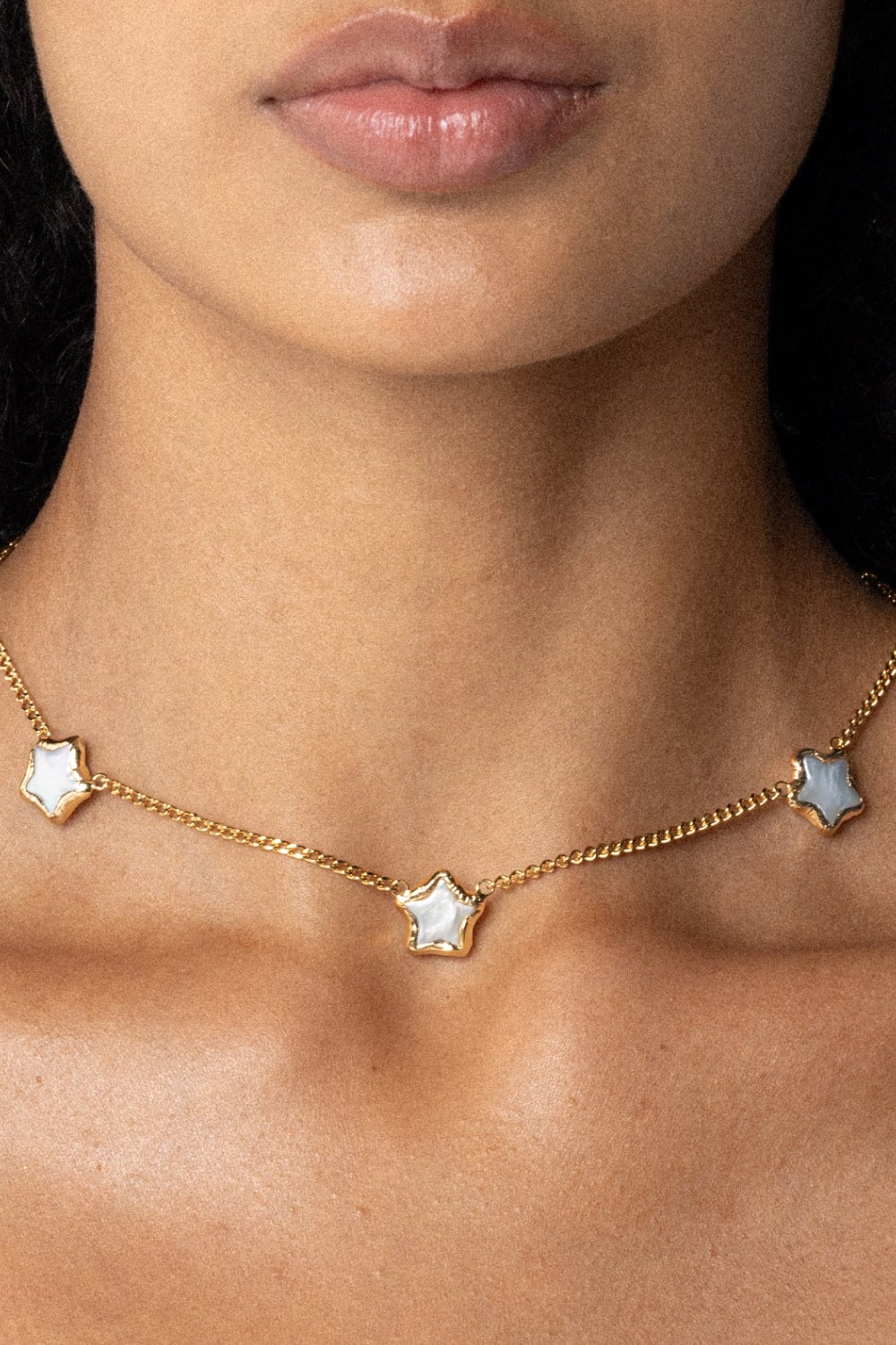 Pearl Star Necklace in Gold