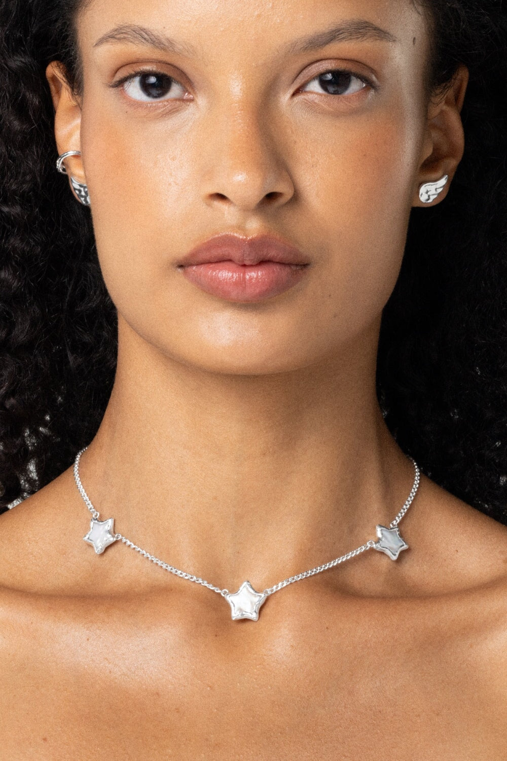 Pearl Star Necklace in Silver