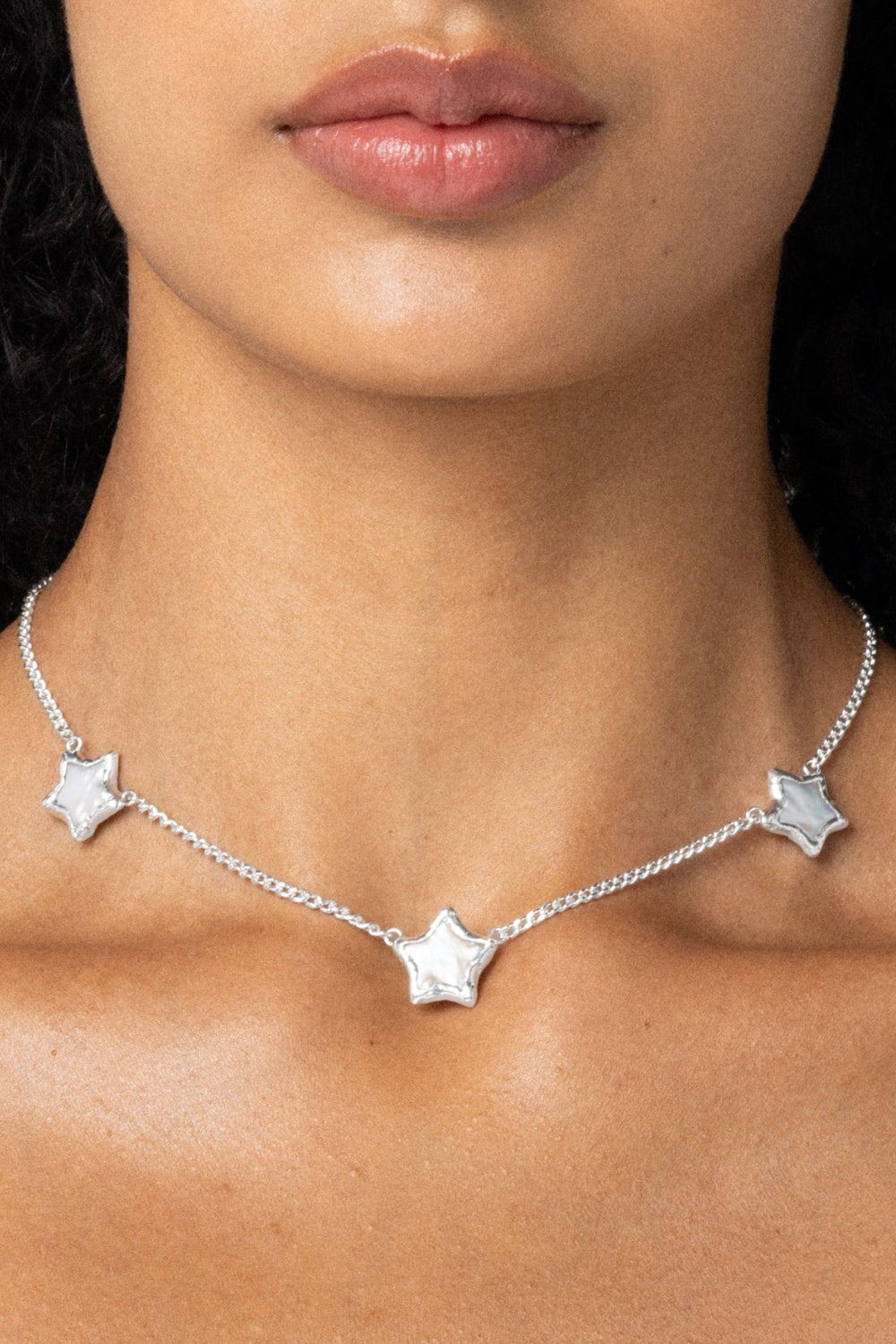 Pearl Star Necklace in Silver
