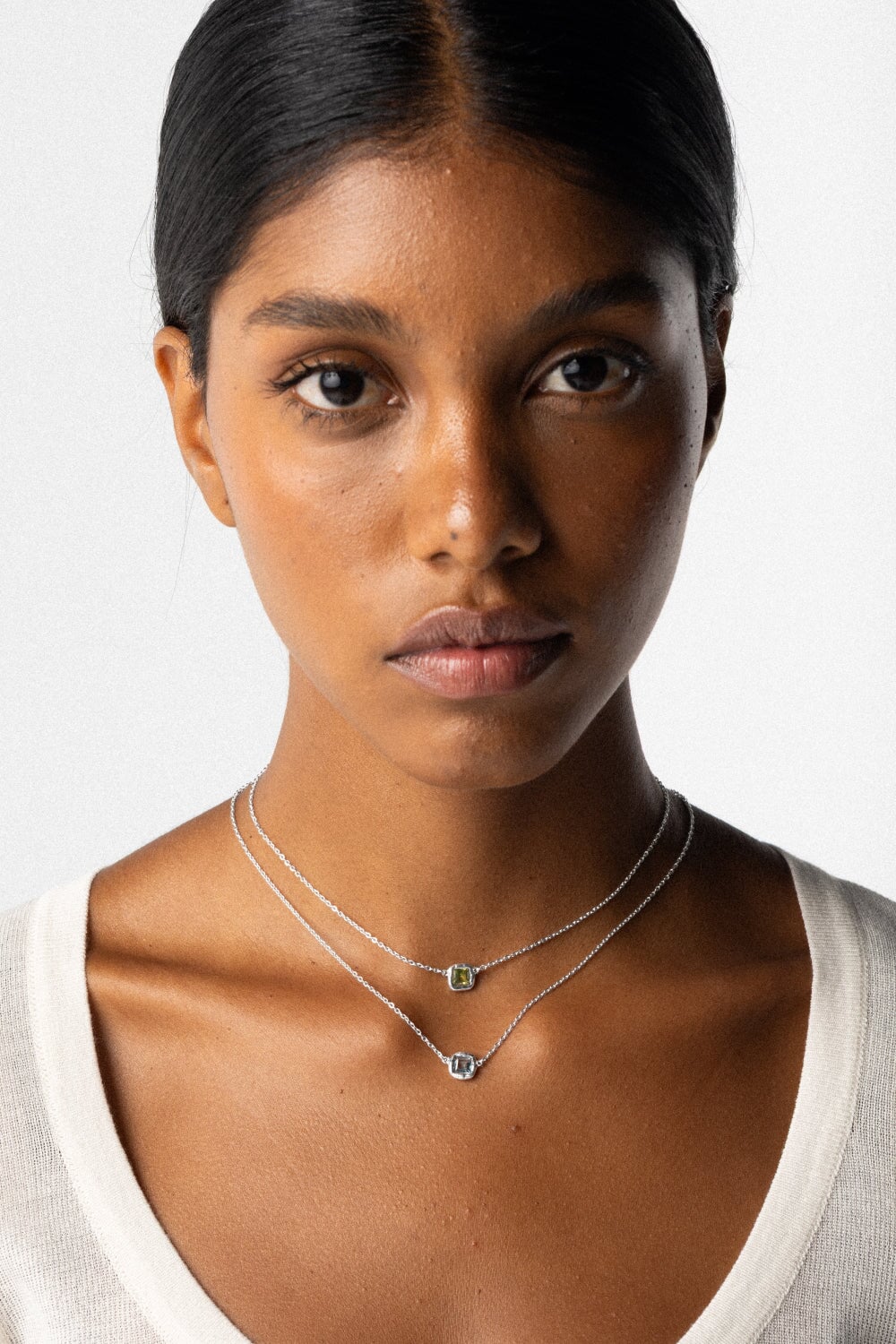 Peridot Cut Gems Choker Silver