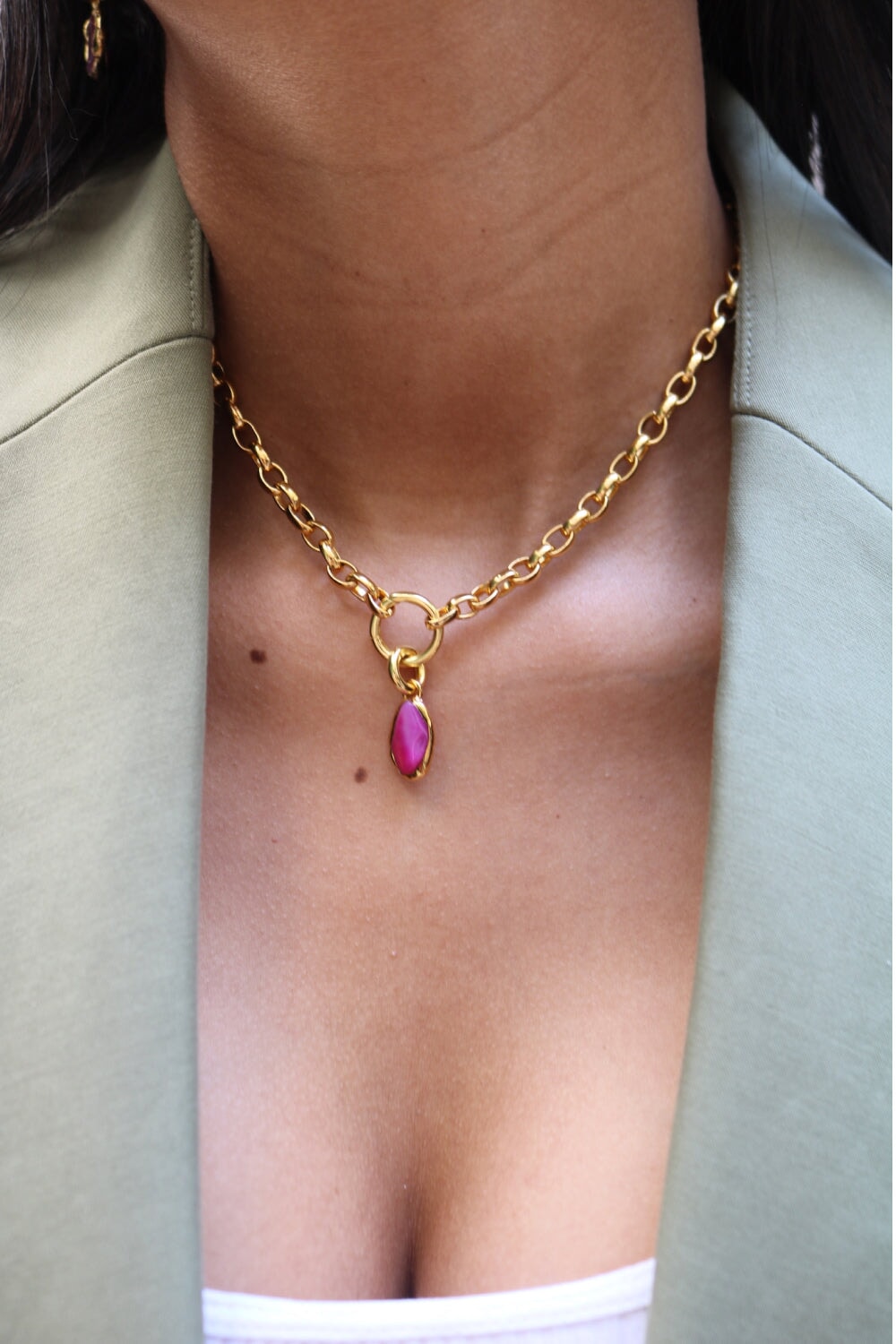 Pink Agate Charm