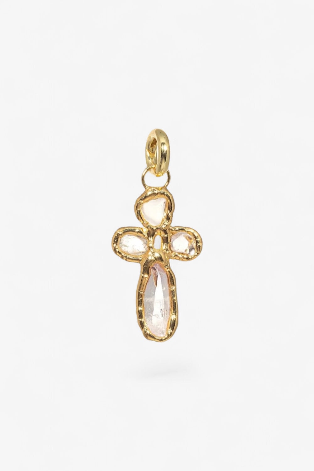 Quartz Cross Charm in Gold