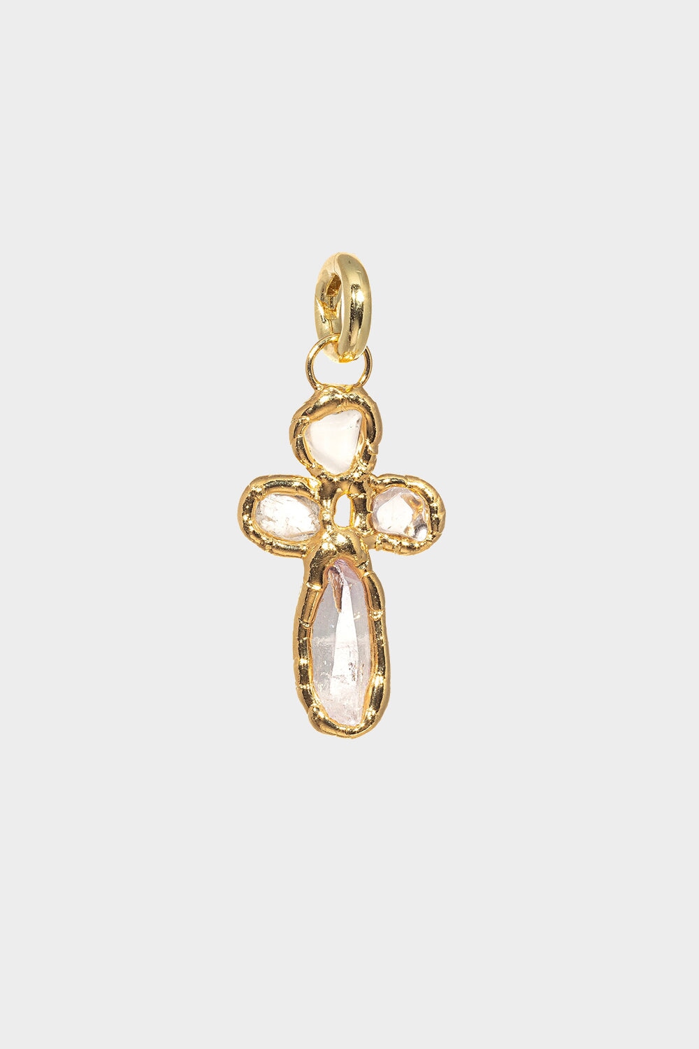 Quartz Cross Charm in Gold