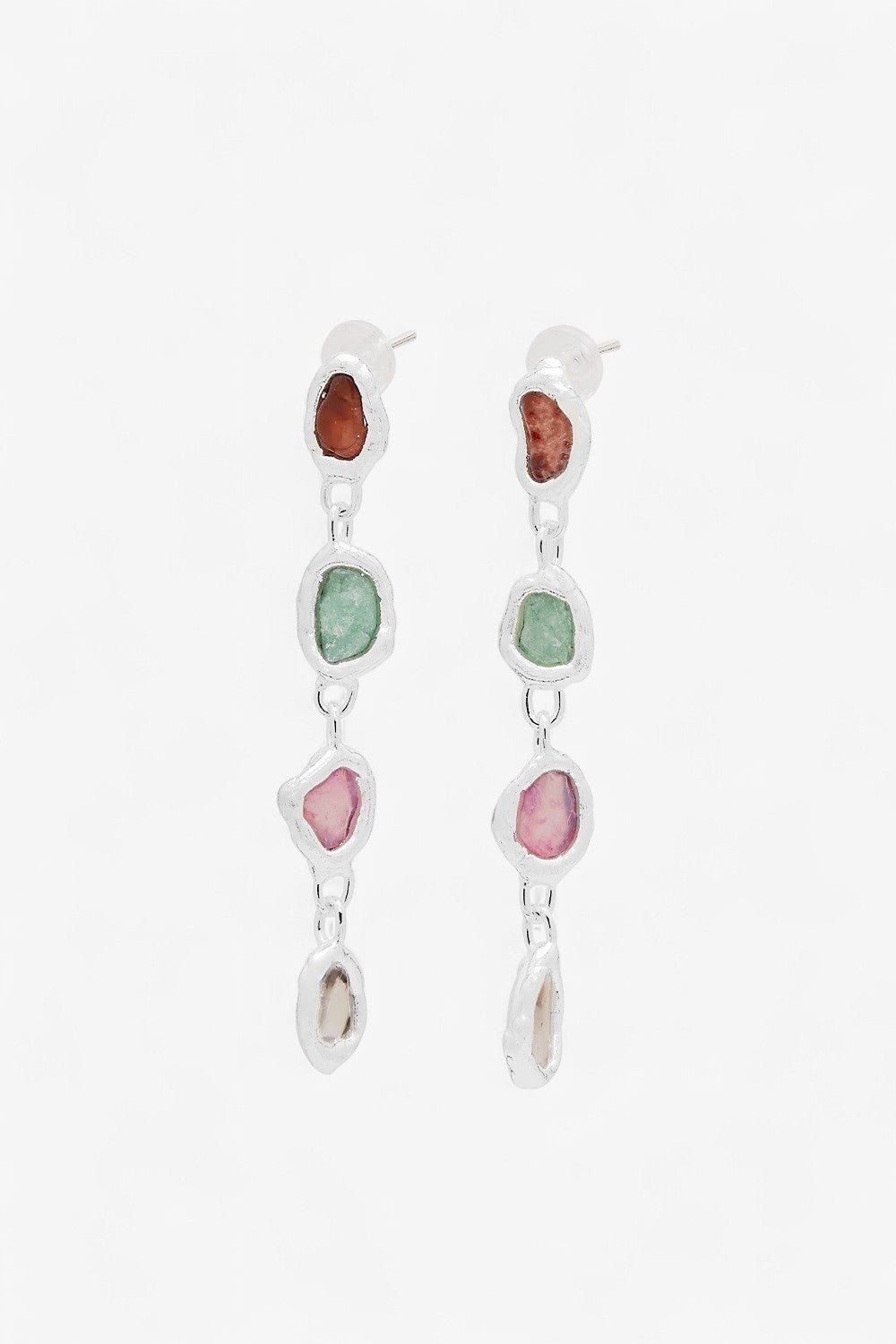 Rainbow Drop Earrings in Silver