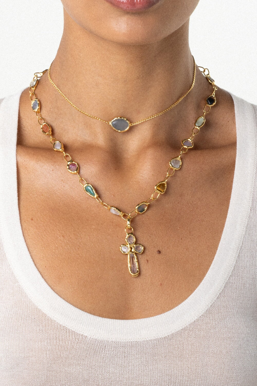Rainbow Necklace in Gold