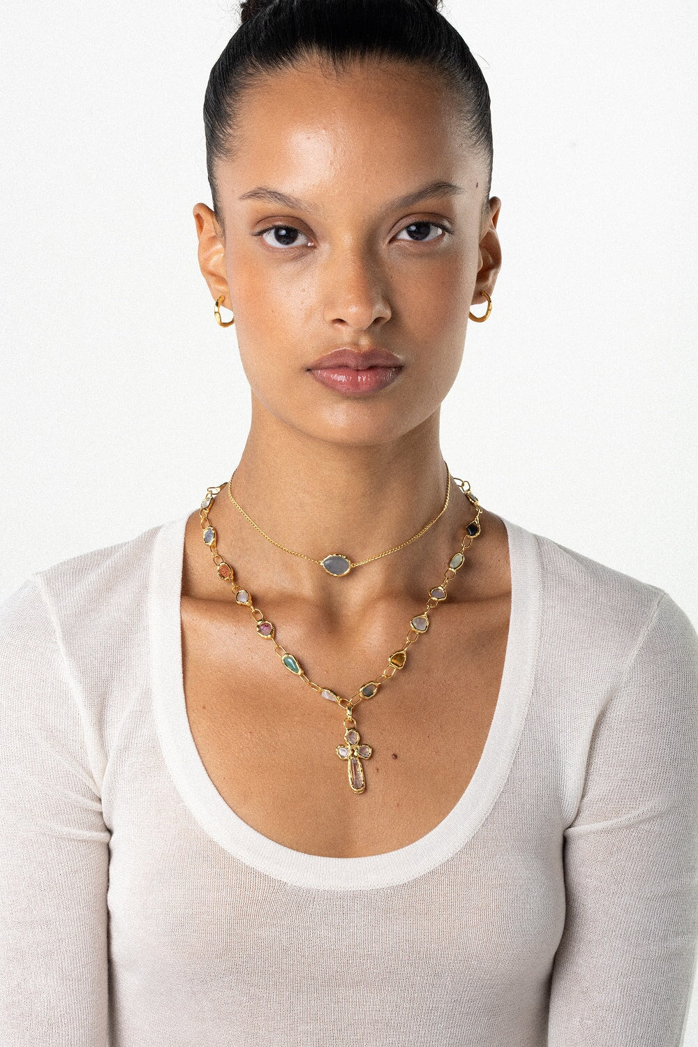 Rainbow Necklace in Gold