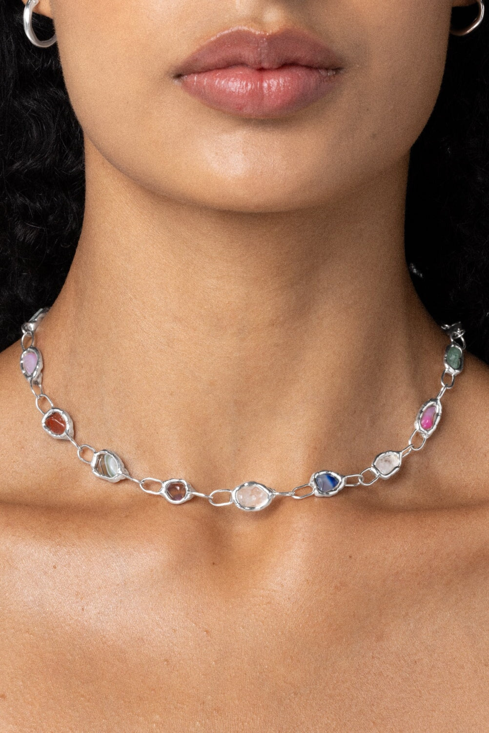 Rainbow Necklace in Silver