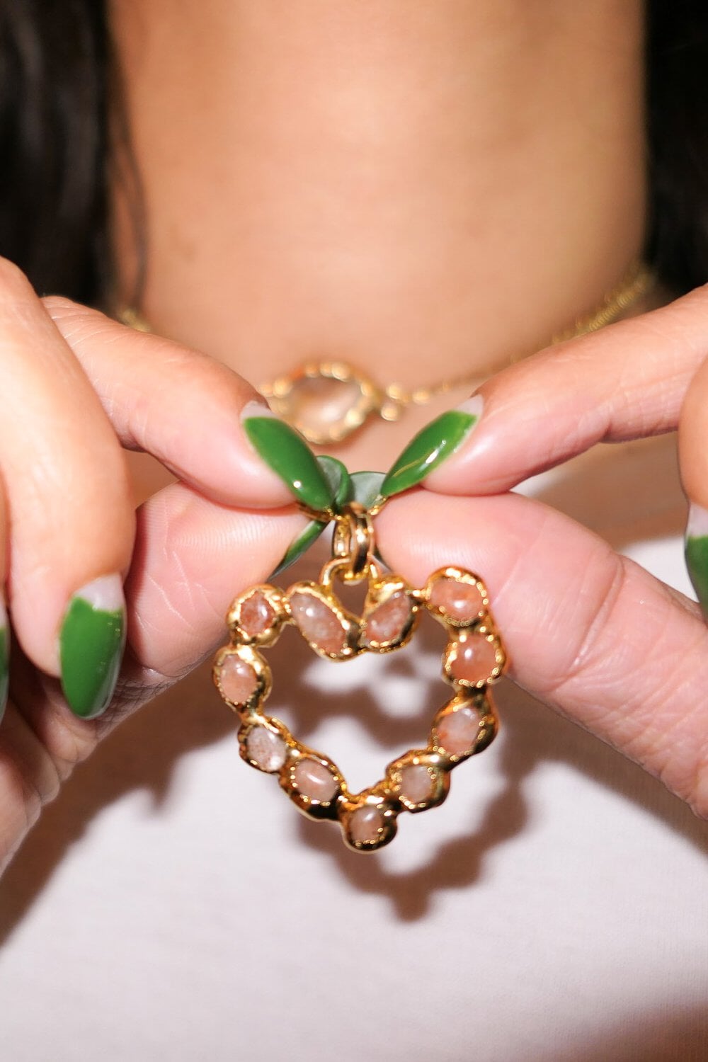 Rose Quartz Corazón Pendant