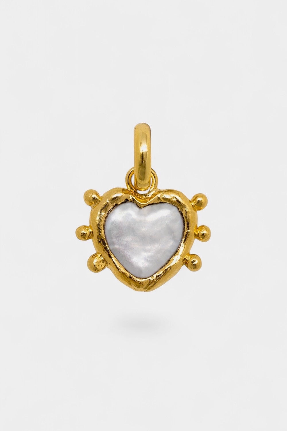 Sacred Heart Pearl Charm in Gold