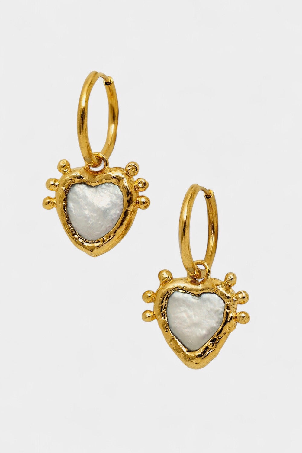 Sacred Heart Pearl Hoops