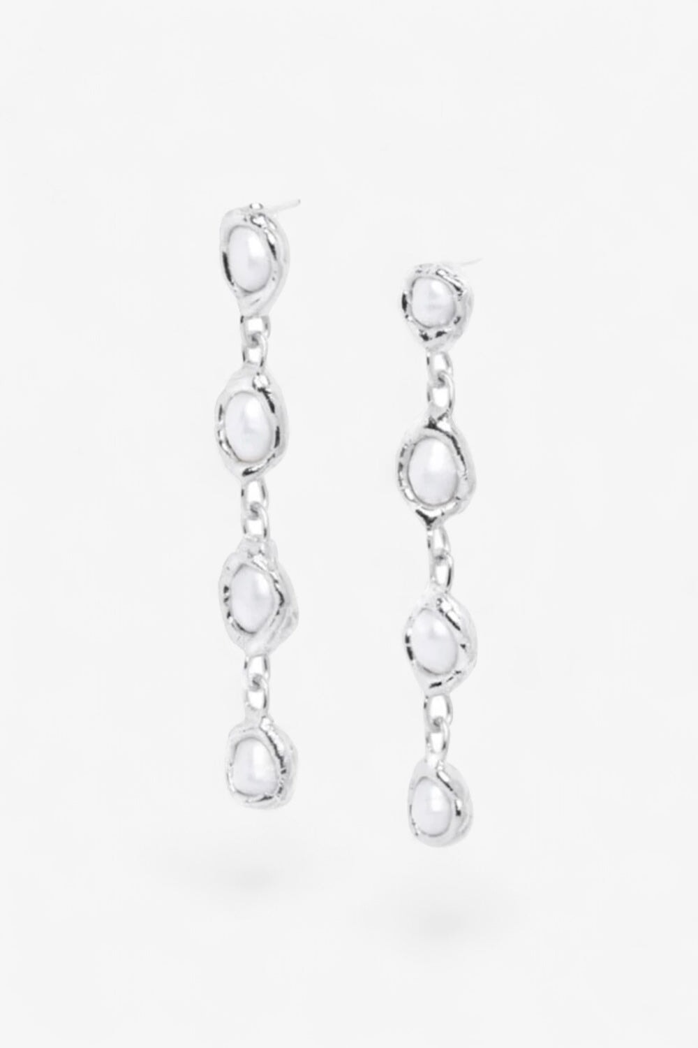 Silver Pearl Drop Earrings