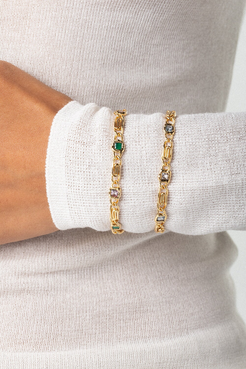 Spiral Bracelet Pink Topaz and Green Agate