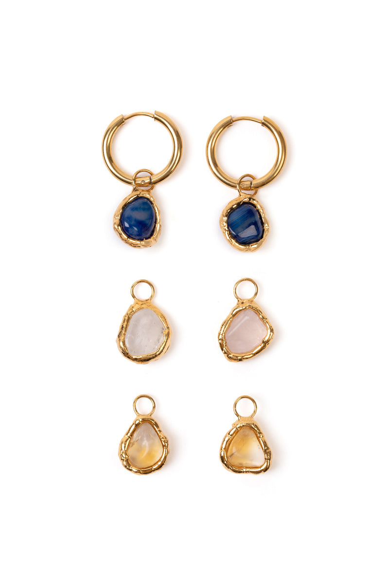 Pitaya Fruit Charm Hoops - Crystal Blue - Tea & Tequila