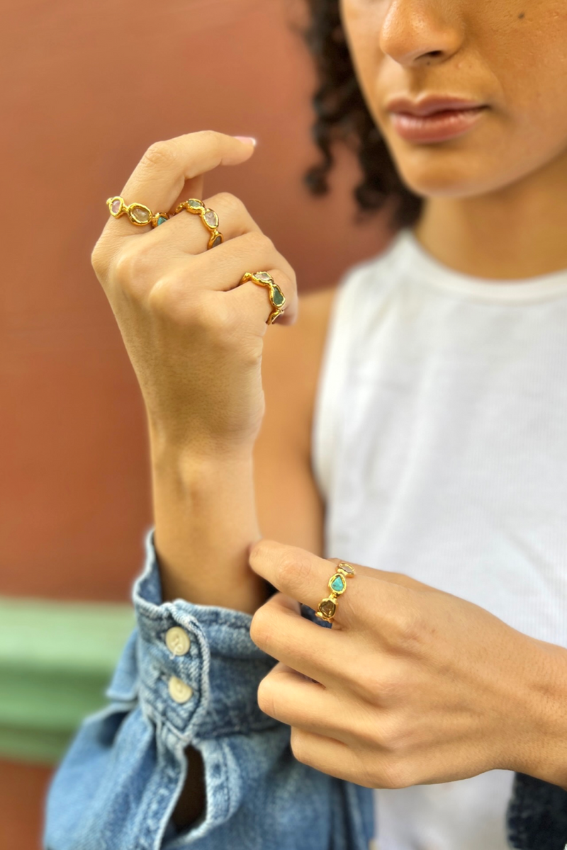 Rainbow Gemstone Ring - Tea & Tequila