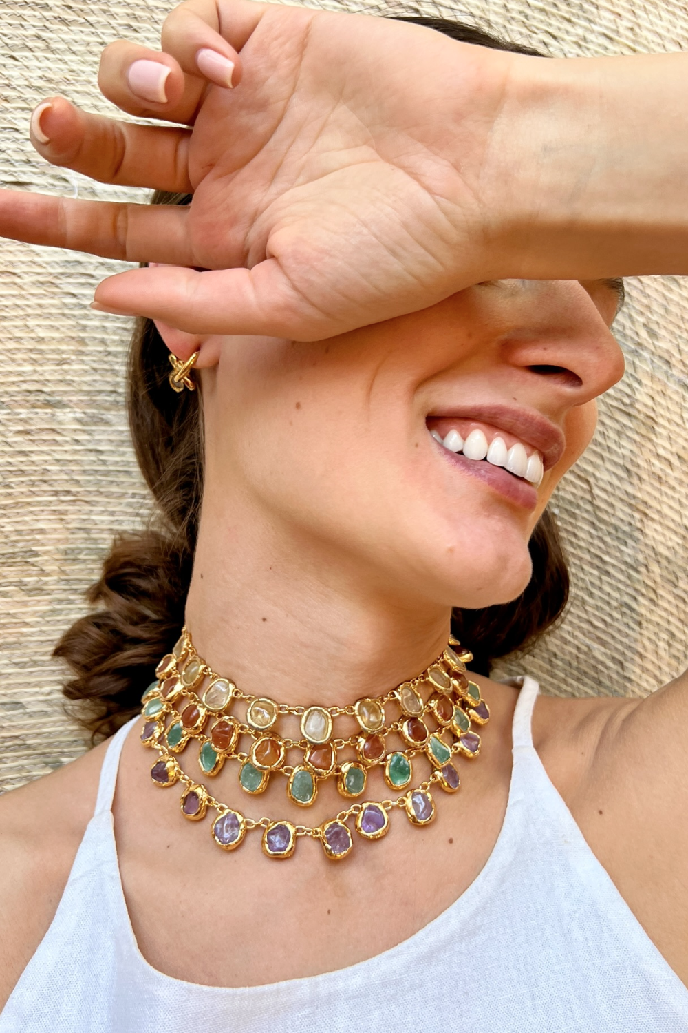 Large Gemstone Necklace in Gold