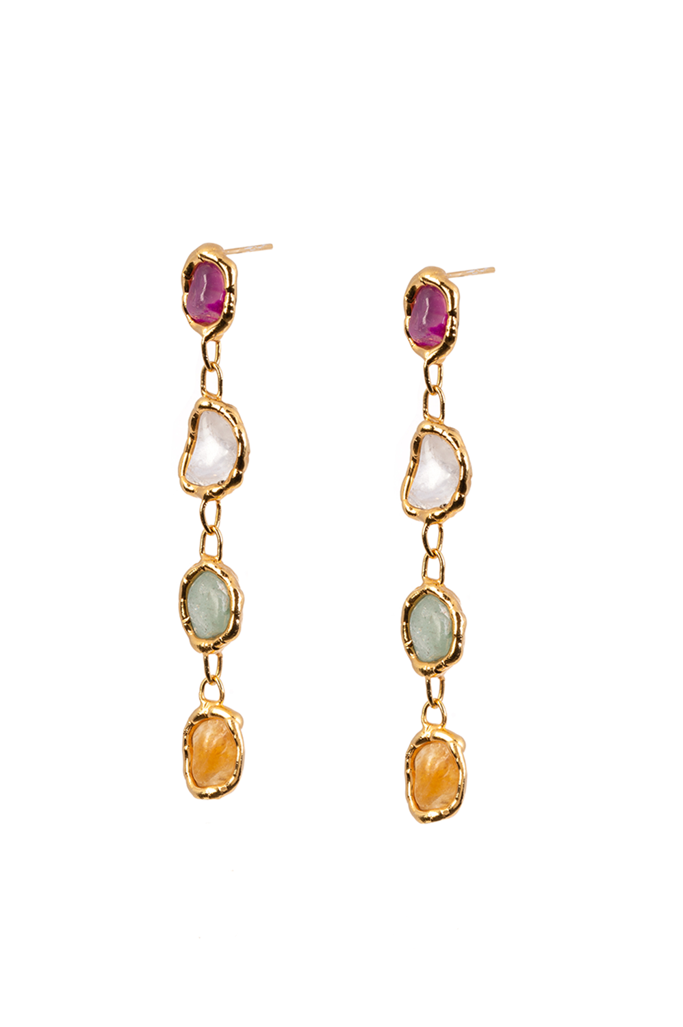 Rainbow Drop Earrings in Gold