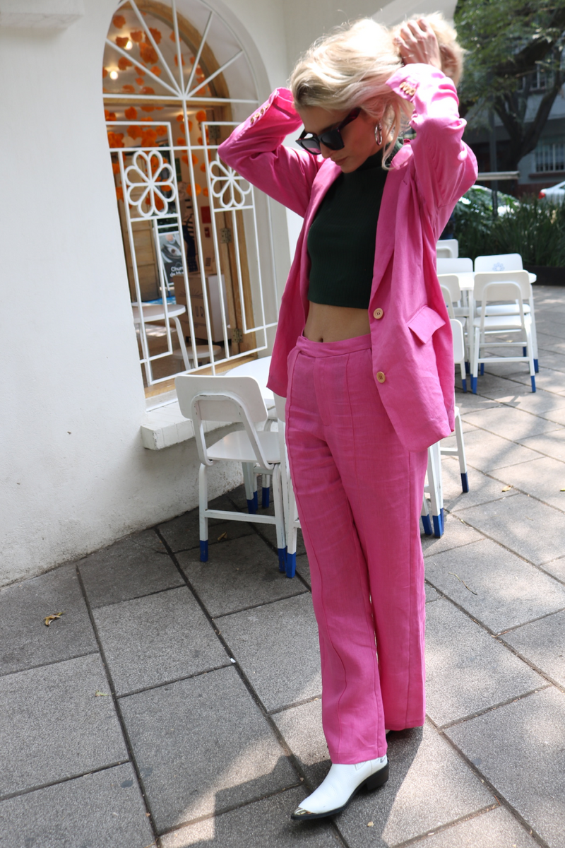 Hibiscus Natural Dye Linen Trousers - Tea & Tequila