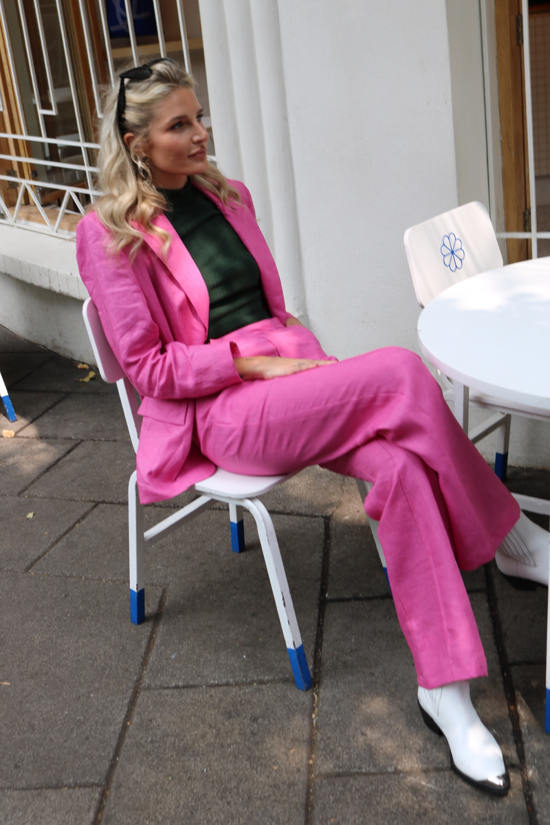 Hibiscus Natural Dye Linen Blazer - Tea & Tequila