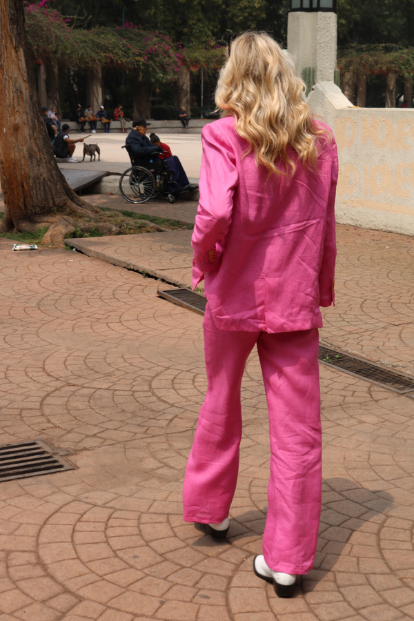 Hibiscus Natural Dye Linen Trousers - Tea & Tequila