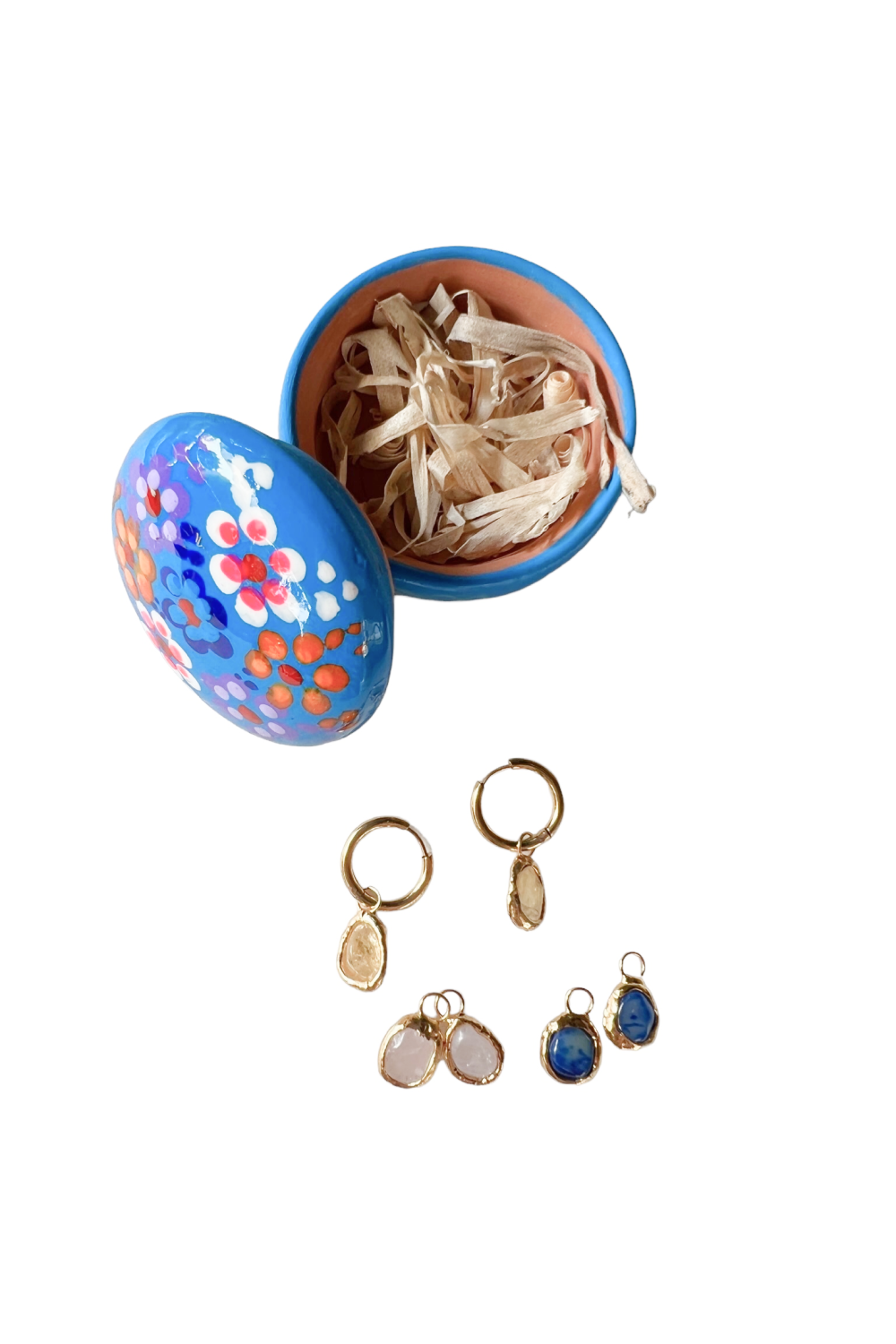 Blue Pitaya Fruit Charm Hoops