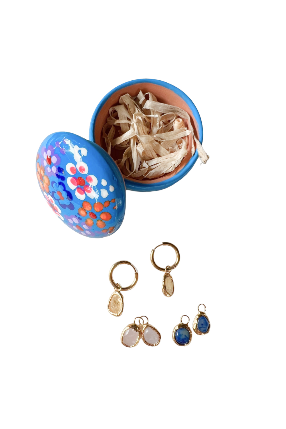 Pitaya Fruit Charm Hoops - Crystal Blue - Tea & Tequila