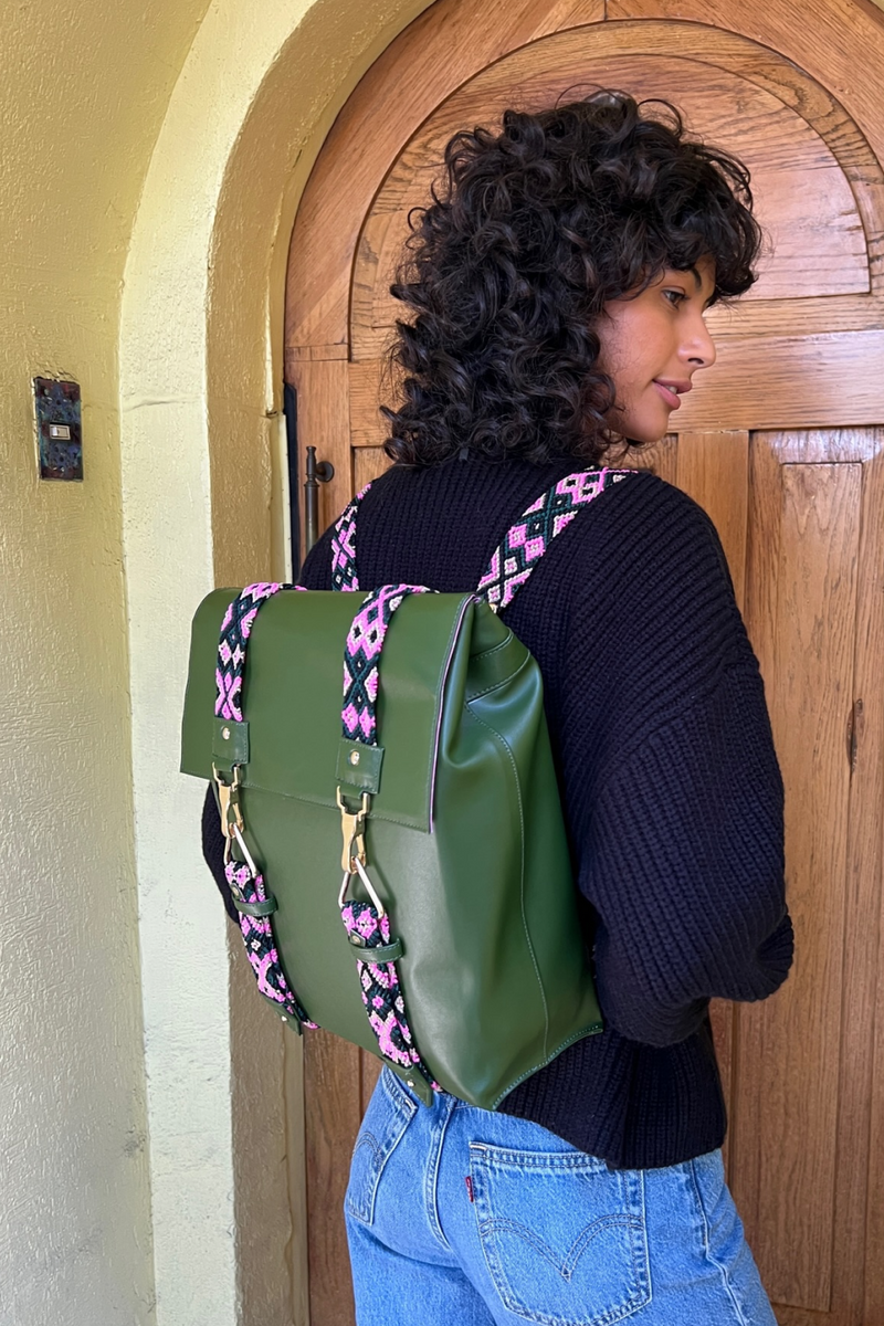 Khaki Laptop Backpack in Cactus - Tea & Tequila