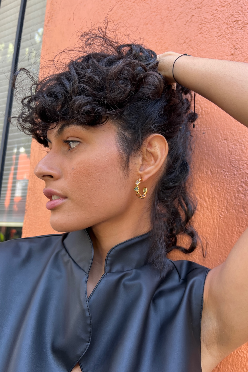 Rainbow Gemstone Hoops in Gold