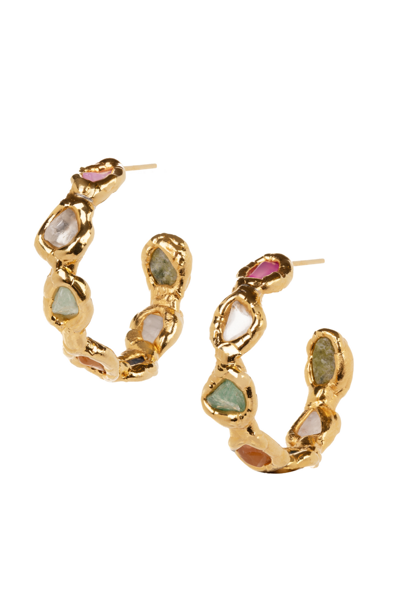 Rainbow Gemstone Hoops - Tea & Tequila