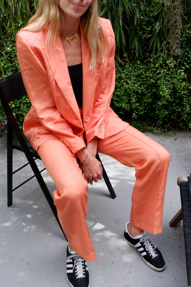 Orange Natural Dye Linen Trousers - Tea & Tequila