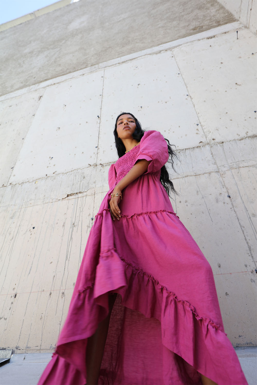 Frida Dress in Raspberry Linen - Tea & Tequila